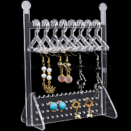 1 Set Acrylic Earring Display Stands, Clothes Hanger Shaped Earring Organizer Holder with 8Pcs Mini 4-Hole Hangers, Clear, finished product: 12x6x15cm(EDIS-CP0001-14C)