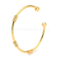 Brass Cuff Bangles, Real 18K Gold Plated, Inner Diameter: 2-1/8 inch(5.5cm)(BJEW-P305-01G)