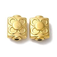 304 Stainless Steel Beads, Rectangle with Flower, Golden, 10x8x4.5mm, Hole: 1.6mm(STAS-I305-168G)