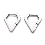 304 Stainless Steel Huggie Hoop Earrings, Diamond Shape, Stainless Steel Color, 17x15.5x3mm, Pin: 1mm(STAS-J033-17B-P)