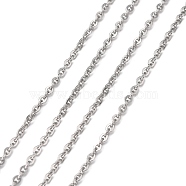 304 Stainless Steel Men's Necklace Chains, Soldered, Stainless Steel Color, Flat Oval, 3x2.5mm(STAS-N051-02)