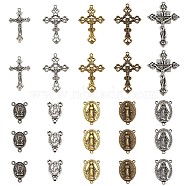 Tibetan Style Pendants and Tibetan Style Alloy Chandelier Components Links, Rosary Center Pieces, Mixed Shapes, Mixed Color, 10.8x7.4x1.8cm, 70pcs/box(TIBEP-TA0002-28)
