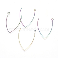 Ion Plating(IP) Stainless Steel Earring Hooks, with Horizontal Loop, Rainbow Color, 41x24.5mm, Hole: 3mm, 21 Gauge, Pin: 0.7mm(STAS-L211-11-M)