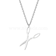 Stainless Steel Pendant Necklaces, Scissor, Stainless Steel Color, 17.72 inch(45cm)(HZ8690-1)