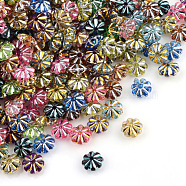 Plating Transparent Acrylic Beads, Metal Enlaced, Flower, Mixed Color, 6.5x6.5x3.5mm, Hole: 1mm(X-PACR-Q112-02)