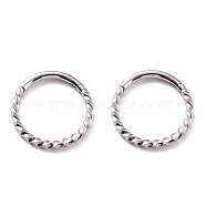 Twisted Ring Hoop Earrings for Girl Women, Chunky 304 Stainless Steel Earrings, Stainless Steel Color, 12.8x1mm, 18 Gauge(1mm)(STAS-K233-02C-P)