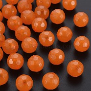 Imitation Jelly Acrylic Beads, Faceted, Round, Dark Orange, 12x11.5mm, Hole: 1.8mm, about 560pcs/500g(MACR-S373-97B-E05)