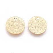 Ion Plating(IP) 304 Stainless Steel Charms, Textured, Flat Round with Bumpy, Golden, 12x0.8mm, Hole: 1.4mm(STAS-E455-02G-12mm)