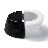 Acrylic Plain Hinged Cuff Bangle, Black and White, Inner Diameter: 2-5/8 inch(6.7cm)(BJEW-B074-05)