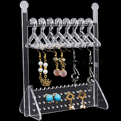 1 Set Acrylic Earring Display Stands, Clothes Hanger Shaped Earring Organizer Holder with 8Pcs Mini 4-Hole Hangers, Clear, finished product: 12x6x15cm(EDIS-CP0001-14C)