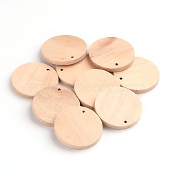 Wood Pendants, Flat Round, BurlyWood, 34.5x3.5mm, Hole: 1mm(ZX-TB211Y)