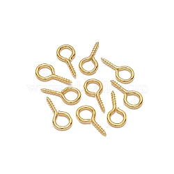 Iron Screw Eye Pin Peg Bails, For Half Drilled Beads, Golden, 10x5mm, 200pcs/bag(CABI-PW0001-244B-G)
