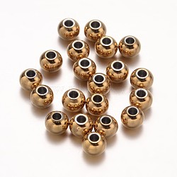 Ion Plating(IP) 304 Stainless Steel Beads, Round, Golden, 6mm, Hole: 2.2mm(STAS-G130-01G-6mm)