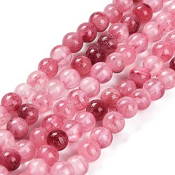 Natural Green Jade Beads Strands, Round, Dyed, Cerise, 4~4.5mm, Hole: 0.5~0.6mm, about 91pcs/strand, 15.59~15.63''(39.6~39.7cm)(G-B128-A06-01)