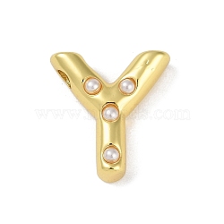 Brass Pendant, with ABS, Letter A~Z, Letter Y, 20.5x19.5x6.5mm, Hole: 3.5mm(KK-M009-01Y)