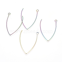 Ion Plating(IP) Stainless Steel Earring Hooks, with Horizontal Loop, Rainbow Color, 41x24.5mm, Hole: 3mm, 21 Gauge, Pin: 0.7mm(STAS-L211-11-M)