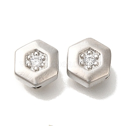 Brass Micro Pave Cubic Zirconia, Star, Oval, Heart, Hexagon, Beads, Platinum, 7.5x7x3.5mm, Hole: 0.9mm(KK-Q001-05P-01)