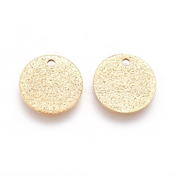 Ion Plating(IP) 304 Stainless Steel Charms, Textured, Flat Round with Bumpy, Golden, 12x0.8mm, Hole: 1.4mm(STAS-E455-02G-12mm)