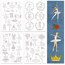 4 Sheets 11.6x8.2 Inch Stick and Stitch Embroidery Patterns, Non-woven Fabrics Water Soluble Embroidery Stabilizers, Ballet, 297x210mmm(DIY-WH0455-146)