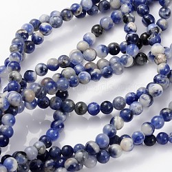 Natural Sodalite Beads Strands, Round, 4mm, Hole: 0.8mm, about 89pcs/strands, 15 inch(GSR4mmC013)