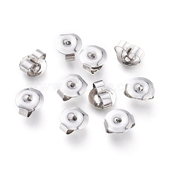 304 Stainless Steel Ear Nuts, Friction Earring Backs for Stud Earrings, 6x6.5x3mm, Hole: 0.8mm(X-STAS-E019-2B)