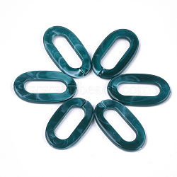 Acrylic Linking Rings, Quick Link Connectors, For Jewelry Chains Making, Imitation Gemstone Style, Oval, Teal, 36.5x21x3.5mm, Hole: 24.5x8.5mm, about: 290pcs/500g(OACR-S021-30H)