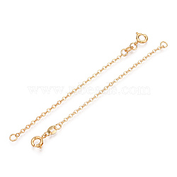 Brass Cable Chain Extender, End Chains with Spring Ring Clasps, Real 18K Gold Plated, 70~80x2mm(KK-ZX024-34G-C)