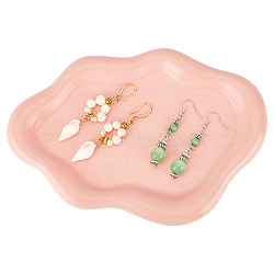 Porcelain Jewelry Plate, Storage Tray, Cosmetics Jewelry Organizer, Cloud, Pink, 196x135x17.5mm(DJEW-WH0058-01A)