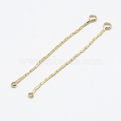 Brass Links connectors, Long-Lasting Plated, Real 18K Gold Plated, Nickel Free, 43x0.7mm, Hole: 1mm and 1.5mm(X-KK-F727-64G-NF)