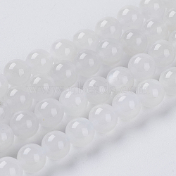 Natural White Moonstone Beads Strands, Round, White, 6mm, Hole: 1mm(G-G559-6mm)