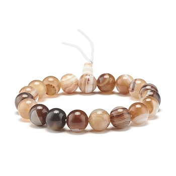 Natural Agate Round Beads Stretch Bracelet, Calabash Mala Beads Bracelet for Women, Inner Diameter: 2-1/8 inch(5.4cm)