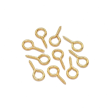 Iron Screw Eye Pin Peg Bails, For Half Drilled Beads, Golden, 10x5mm, 200pcs/bag