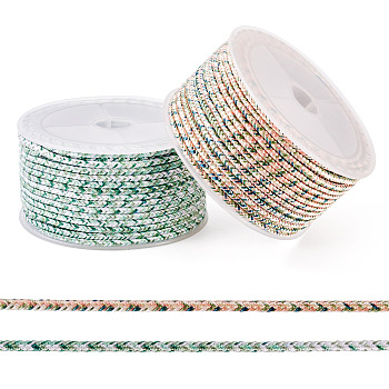 2Rolls 2 Colors 8-Ply Braided Nylon Cords, Round, Mixed Color, 2.2~2.5mm, about 10.94 Yards(10m)/roll