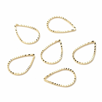 Brass Linking Rings, Long-Lasting Plated, Cadmium Free & Lead Free, Teardrop, Real 24K Gold Plated, 16x16.8x1mm, Inner Diameter: 9mm
