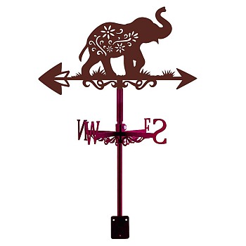 Iron Wind Direction Indicator, Weathervane for Outdoor Garden Wind Measuring Tool, Elephant, 265x358mm