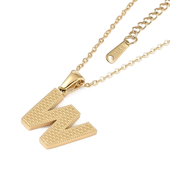 Ion Plating(IP) Initial Letter 304 Stainless Steel Pendant Necklaces, Real 18K Gold Plated, Letter W, 15.87 inch(40.3cm), Pendant: about 16.5x18.5mm