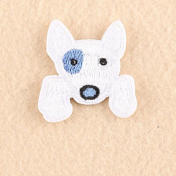 Puppy Computerized Embroidery Cloth Iron on/Sew on Patches, Costume Accessories, Appliques, Terrier Dog Head, White, 3.9x3.7cm
