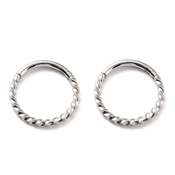 Twisted Ring Hoop Earrings for Girl Women, Chunky 304 Stainless Steel Earrings, Stainless Steel Color, 12.8x1mm, 18 Gauge(1mm)