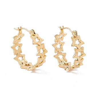 Ion Plating(IP) 304 Stainless Steel Star Wrap Hoop Earrings for Women, Golden, 22x20x8mm, Pin: 0.6mm