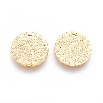 Ion Plating(IP) 304 Stainless Steel Charms, Textured, Flat Round with Bumpy, Golden, 12x0.8mm, Hole: 1.4mm