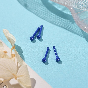 Hypoallergenic Bioceramics Zirconia Ceramic Round Ball Nose Bone Rings, Piercing Nose Ring Studs for Women, No Fading and Nickel Free, Royal Blue, 9mm, Pin: 0.9mm, Head: 2mm and 1.2mm