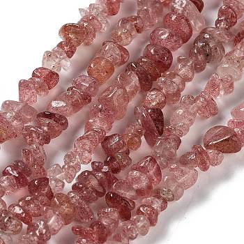 Natural Strawberry Quartz Beads Strands, Chip, 5~8x5~12x1~6mm, Hole: 0.8mm, 31.50''(80cm)