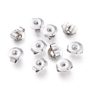 304 Stainless Steel Ear Nuts, Friction Earring Backs for Stud Earrings, 6x6.5x3mm, Hole: 0.8mm