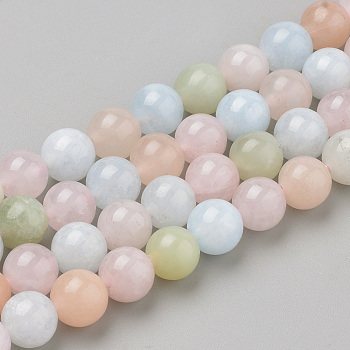 Natural Morganite Beads Strands, Round, 6x6mm, Hole: 1mm, about 62pcs/strand, 15.5 inch