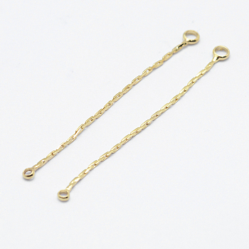 Brass Links connectors, Long-Lasting Plated, Real 18K Gold Plated, Nickel Free, 43x0.7mm, Hole: 1mm and 1.5mm