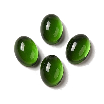 Glass Cabochons, Imitation Gemstone, Oval, Green, 14x10x6mm