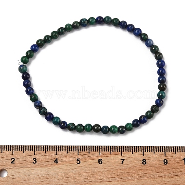 Natural Chrysocolla and Lapis Lazuli Round Bead Stretch Bracelets(X-BJEW-L594-B04)-4