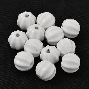 13mm White Pumpkin Porcelain Beads