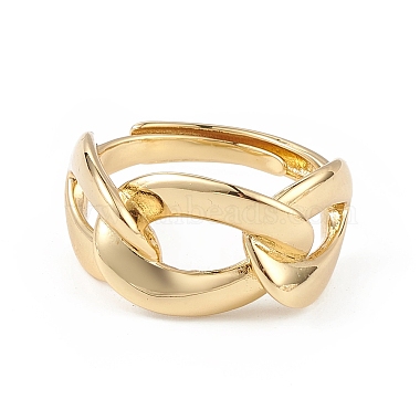 Adjustable Brass Curb Chains Shape Ring for Women(RJEW-L100-025G)-2