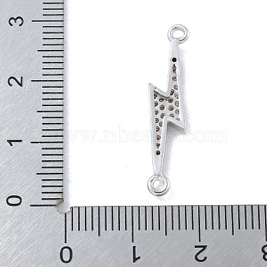 Rack Plating Brass Micro Pave Clear Cubic Zirconia Lightning Bolt Connector Charms(KK-A234-067P)-3